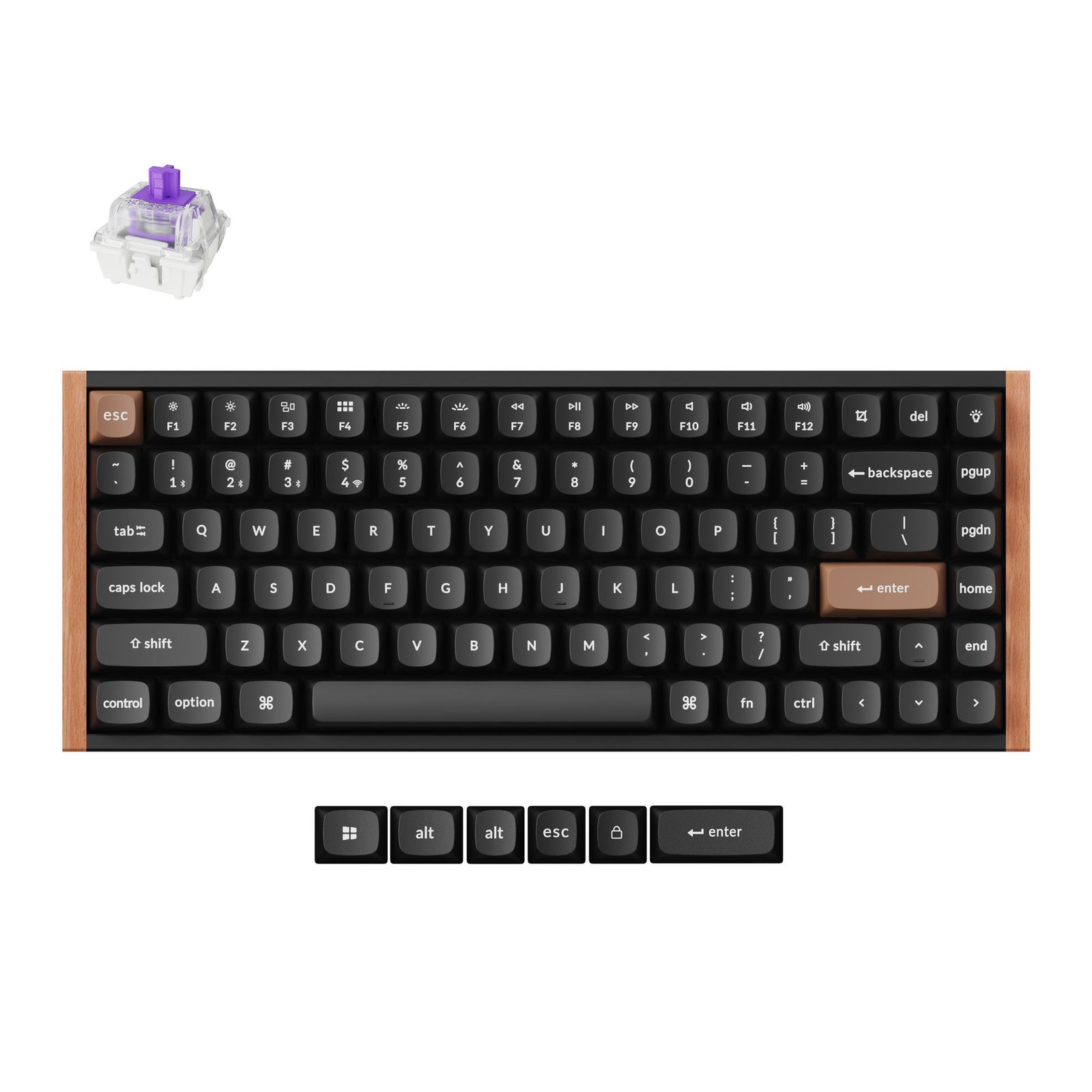 Keychron K2 HE 75 Percent Layout Wireless Magnetic Switch Custom Keyboard Special Edition Wooden Black RGB Backlight Double-Shot PBT Keycaps