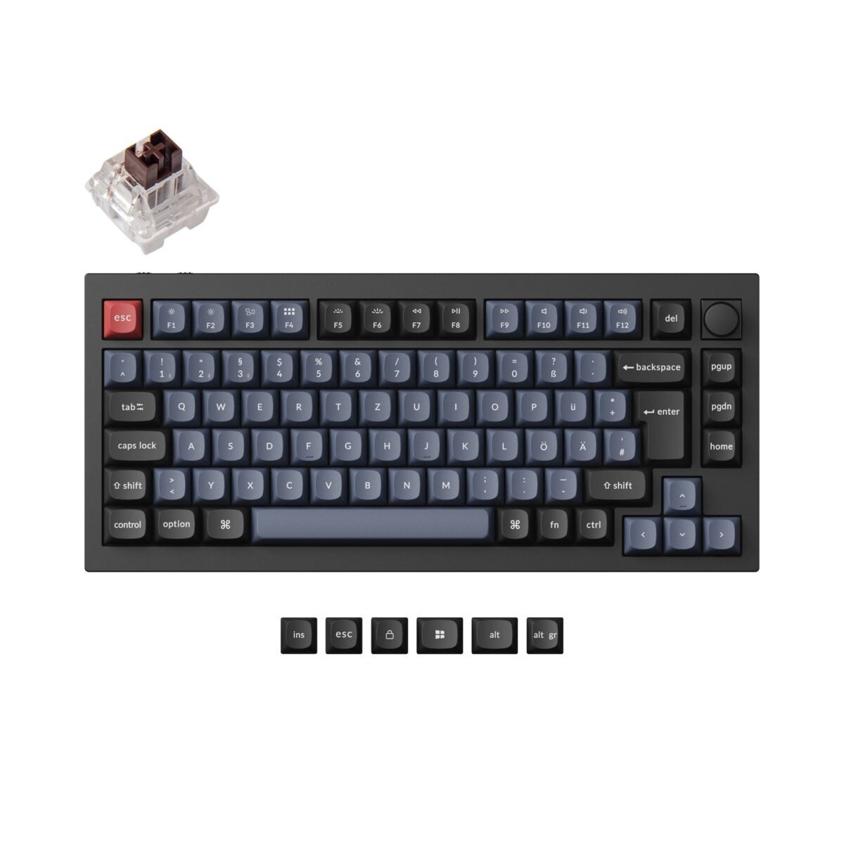 Keychron Q1 Pro QMK VIA custom mechanical keyboard 75 percent layout PBT Keycaps hot-swappable Keychron K Pro switch brown ISO German layout