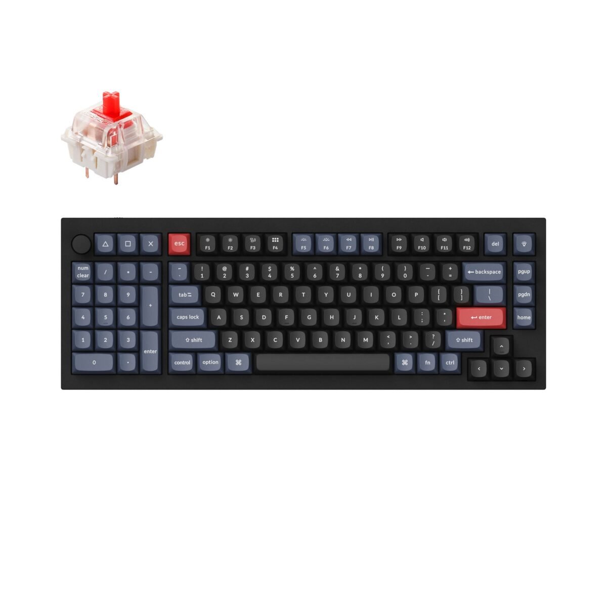 Keychron Q12 QMK VIA southpaw custom mechanical keyboard 96 percent full aluminum frame for Mac Window Linux fully assembled knob black B Gateron G pro switch red