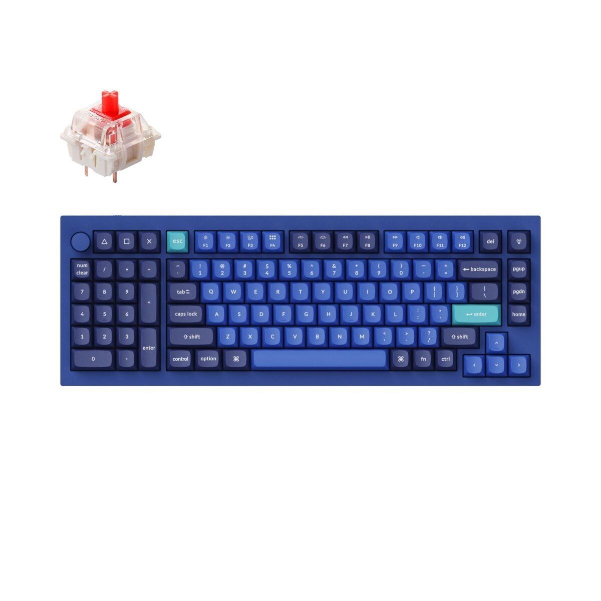 Keychron Q12 QMK VIA southpaw custom mechanical keyboard 96 percent full aluminum frame for Mac Window Linux fully assembled knob blue Gateron G pro switch red