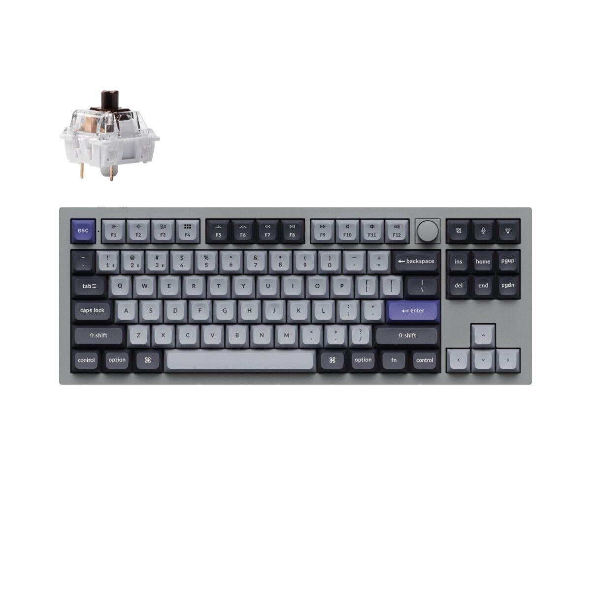 Keychron Q3 Pro QMK/VIA wireless custom mechanical keyboard tenkeyless layout full aluminum grey frame for Mac Windows Linux RGB hot-swappable K Pro switch brown