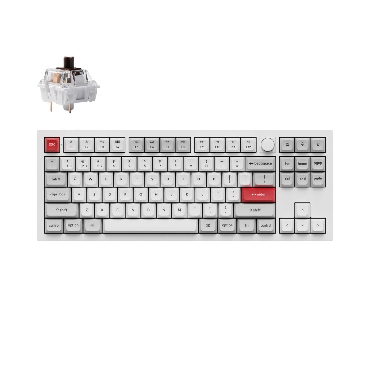 Keychron Q3 Pro QMK/VIA wireless custom mechanical keyboard tenkeyless layout full aluminum white frame for Mac Windows Linux RGB hot-swappable K Pro switch brown