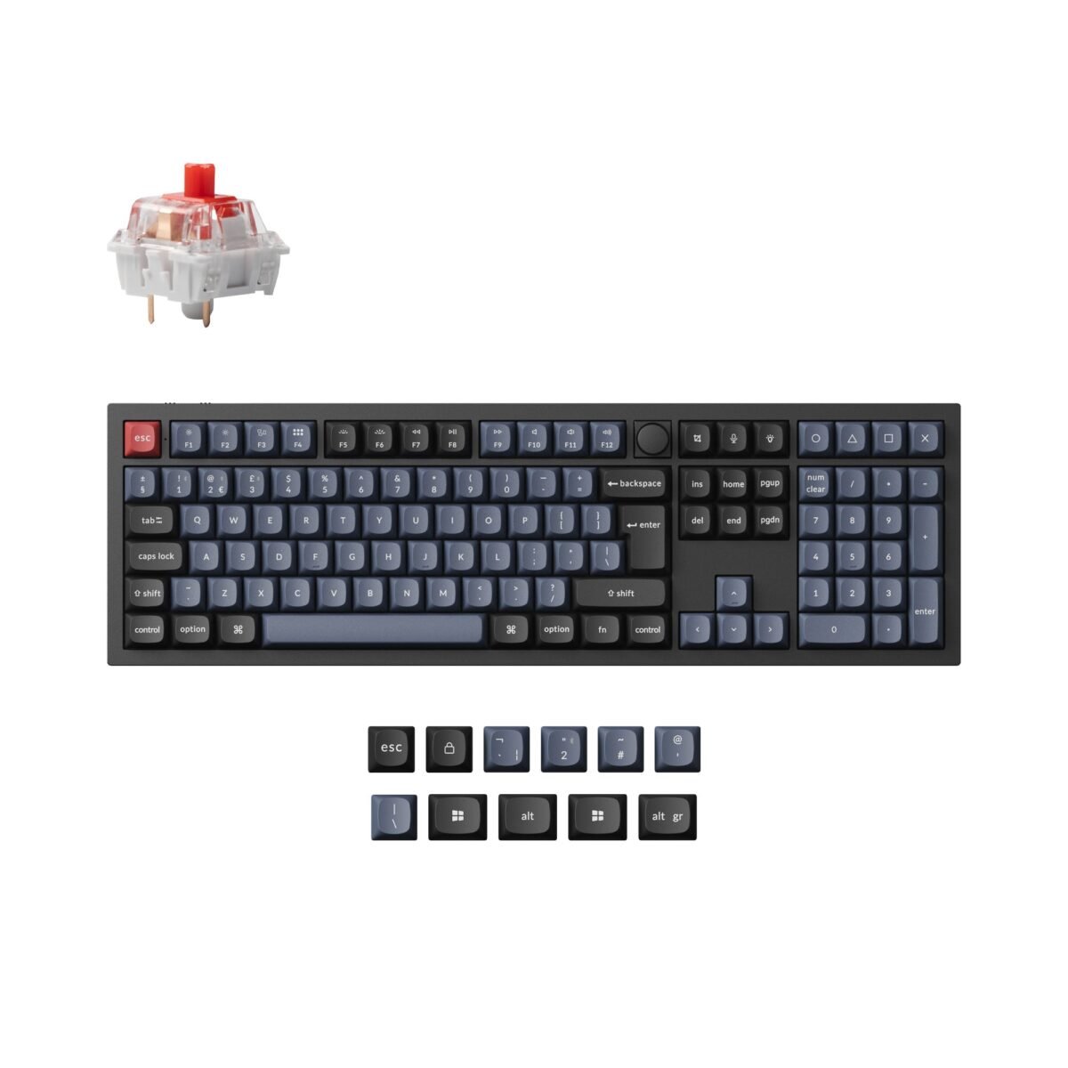 Keychron Q6 Pro QMK/VIA wireless custom mechanical keyboard full-size layout aluminum black for Mac Windows Linux RGB hot-swappable K Pro switch red ISO UK layout PBT