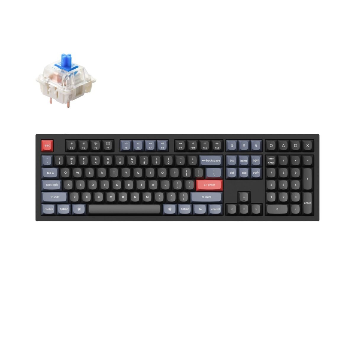 Keychron Q6 QMK VIA custom mechanical keyboard full size 100 percent layout full aluminum black frame for Mac Windows RGB backlight with hot swappable Gateron G Pro switch blue