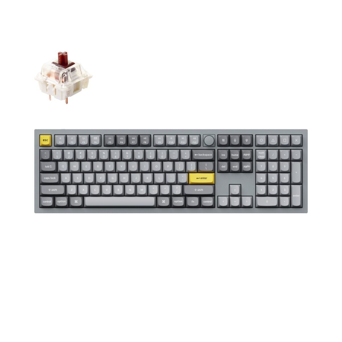 Keychron Q6 QMK VIA custom mechanical keyboard full size 100 percent layout full aluminum grey frame knob for Mac Windows RGB backlight with hot swappable Gateron G Pro switch brown