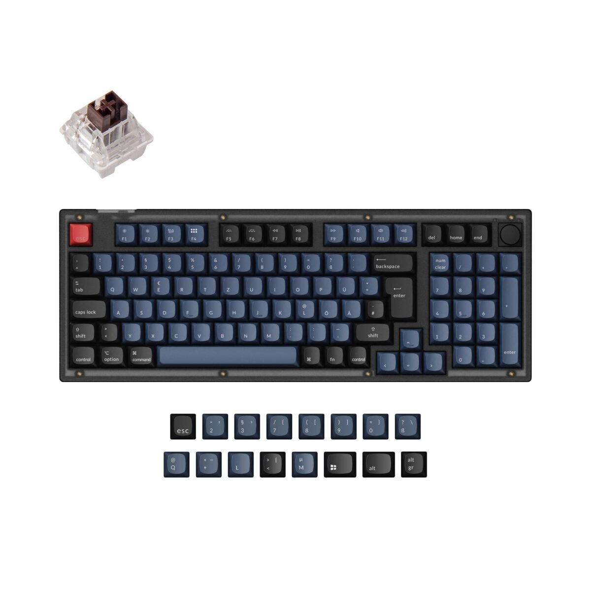 Keychron V5 QMK VIA custom mechanical keyboard 96 percent layout frosted black knob Mac Windows German DE ISO layout hot swappable Keychron K Pro brown