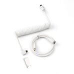 Keychron custom coiled aviator USB type-C cable white color with angled connector