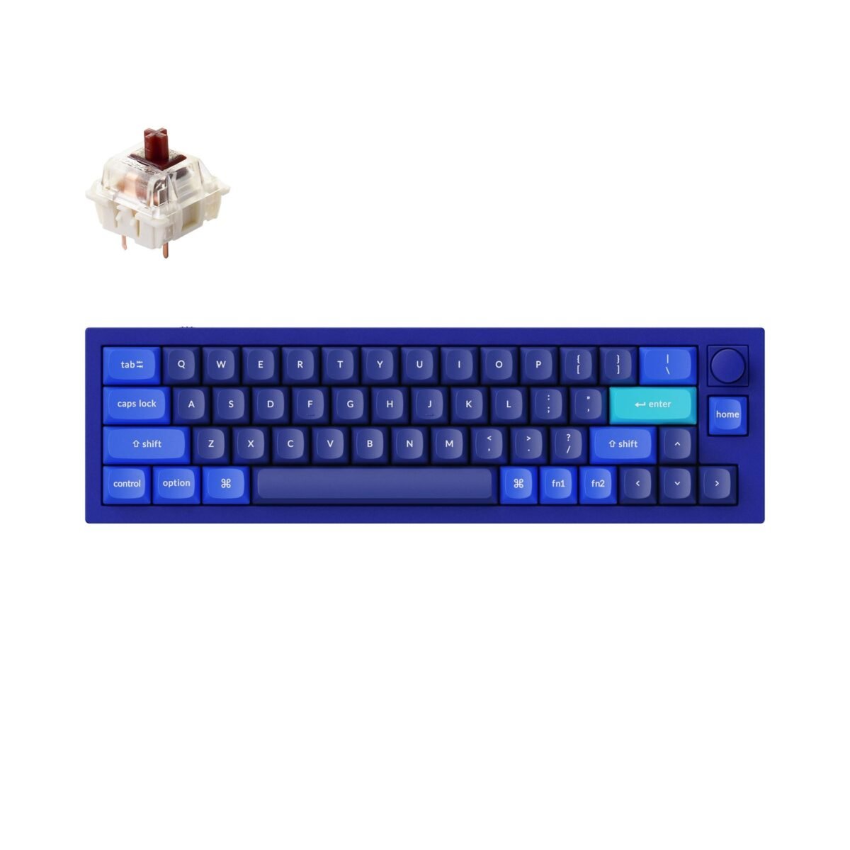 Keychron Q9 QMK/VIA custom mechanical keyboard knob version 40 percent layout full aluminum body for Mac Windows Linux fully assembled blue frame B with Gateron G Pro switch brown